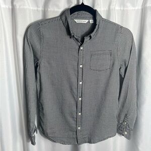 Janie and Jack Boys Size 10 Gingham Button Down Long Sleeve Black and White Top